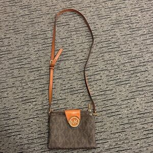 Michael Kors Signature Brown and Tan Crossbody Bag